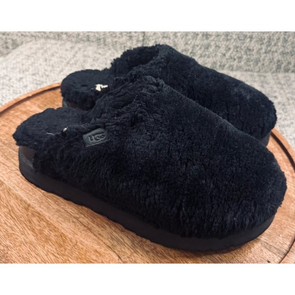 UGG Womens Black Fuzzy Slide Slippers Size 9 - Picture 5 of 14